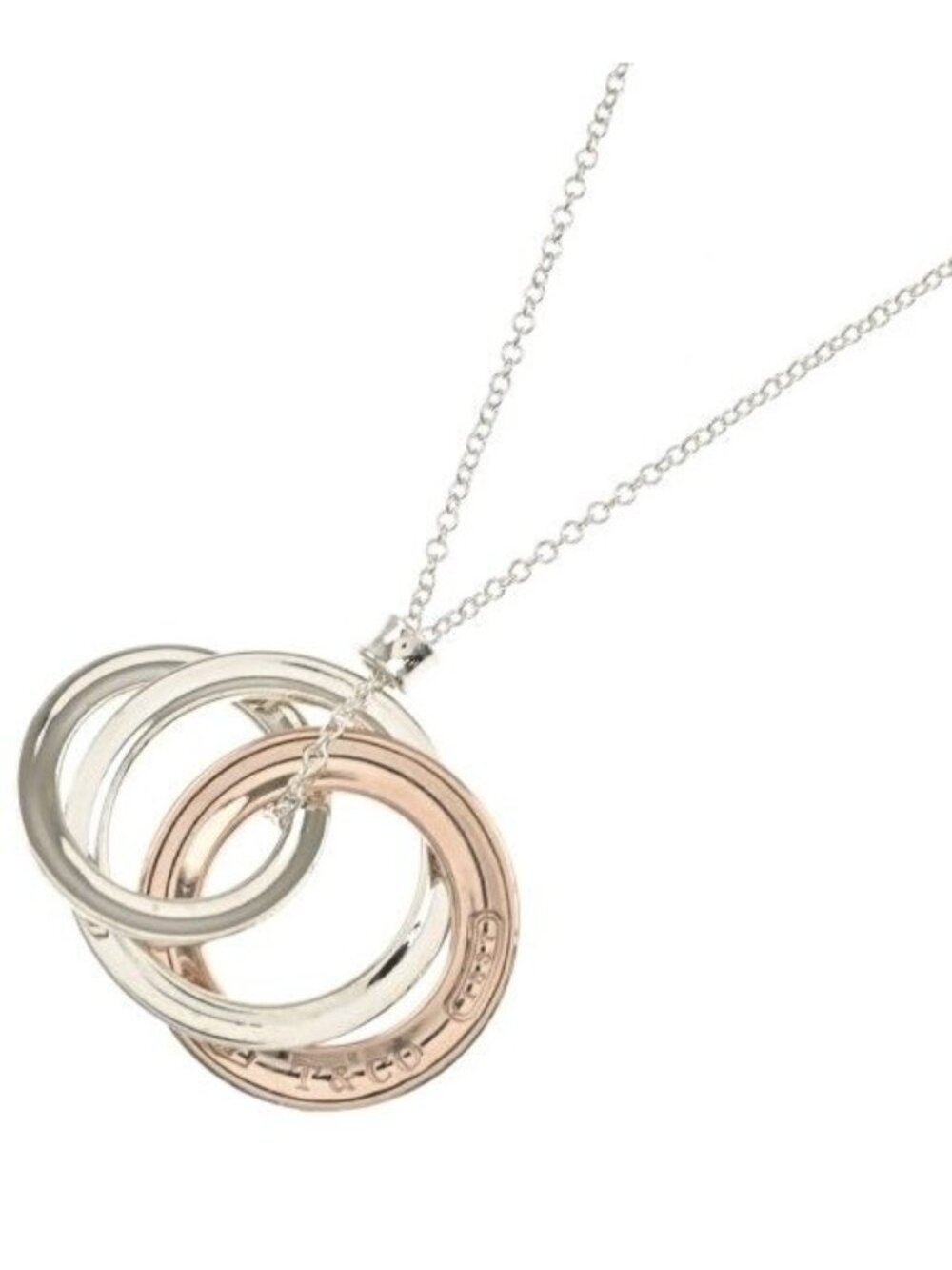 Tiffany & Co 1837 Interlocking Circle Pendant Gold Rubedo New Necklace